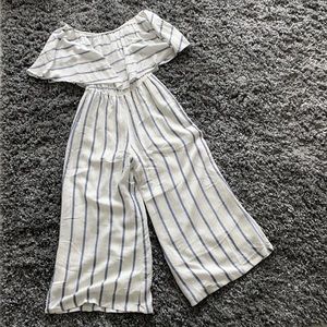 Off-the-Shoulder Striped Jumpsuit
